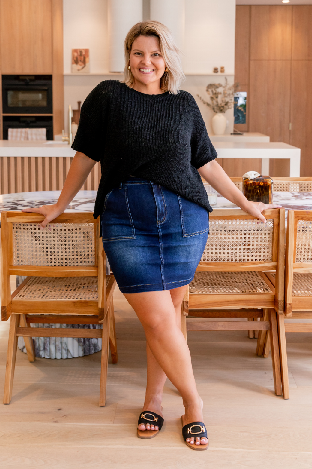 Woman Plus Size Denim Skirt Black Plus Size Long Black Denim Skirt