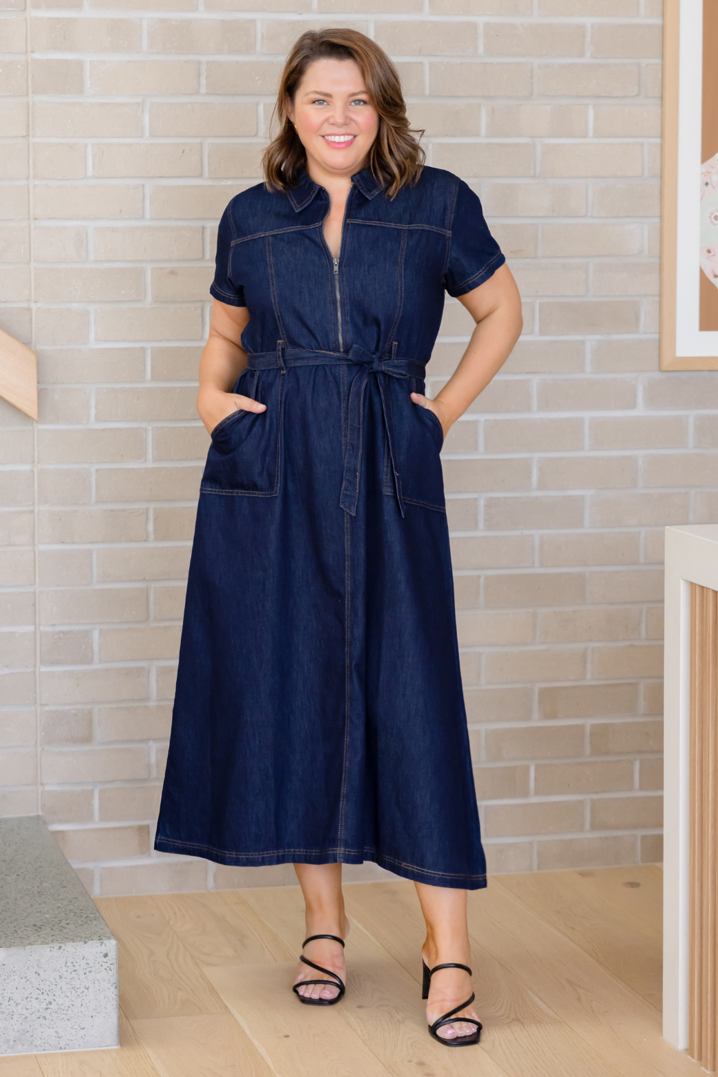 Allison Maxi Denim Dress Indigo Orange Sherbet Boutique Allison Maxi Denim Dress Indigo Orange Sherbet Boutique