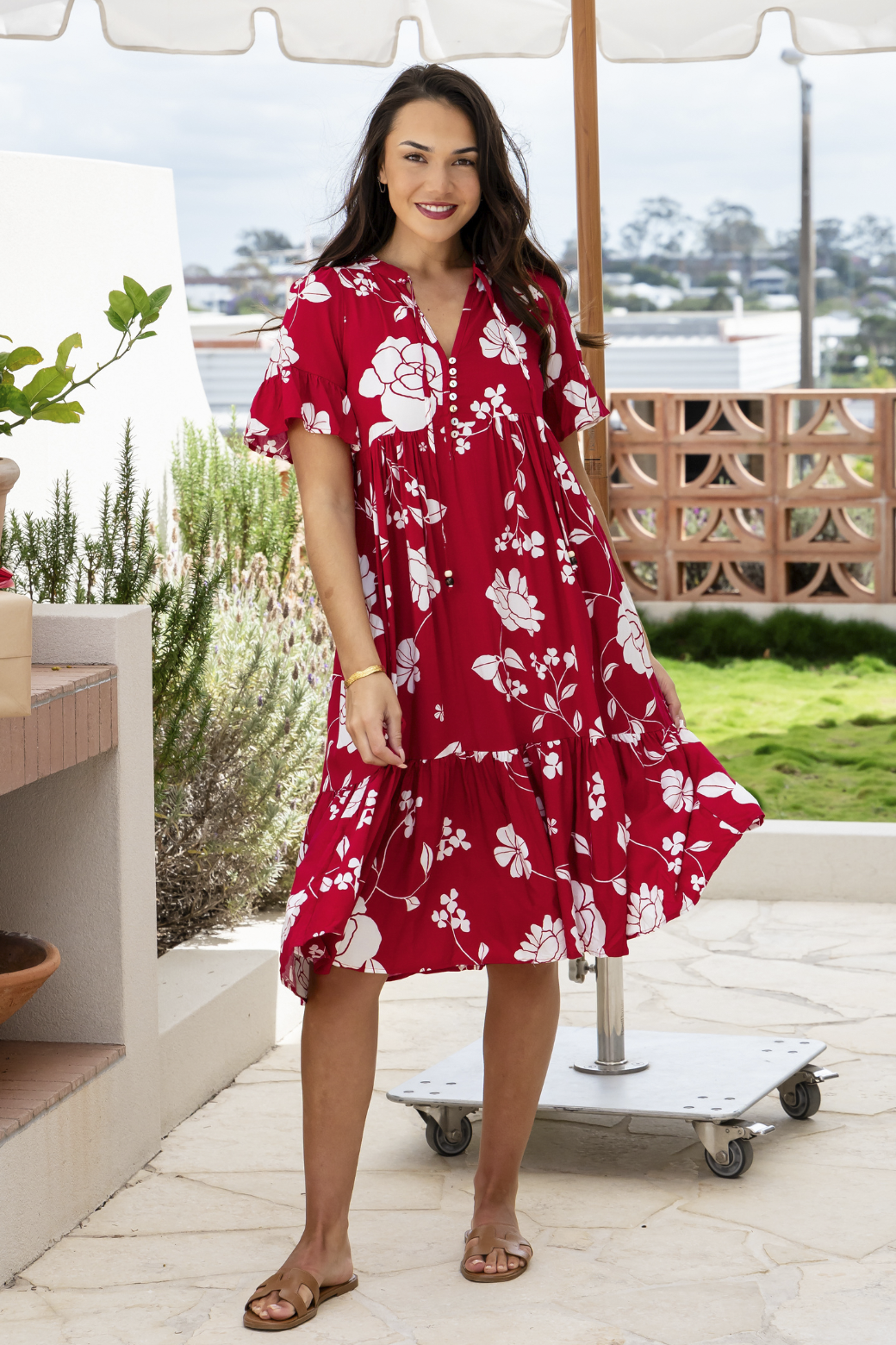 Anastasia Midi Dress Miley Print Red