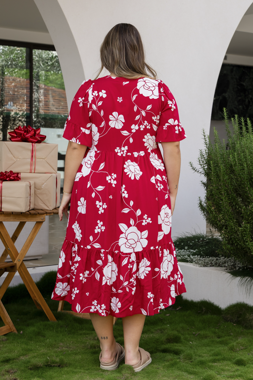 Anastasia Midi Dress Miley Print Red