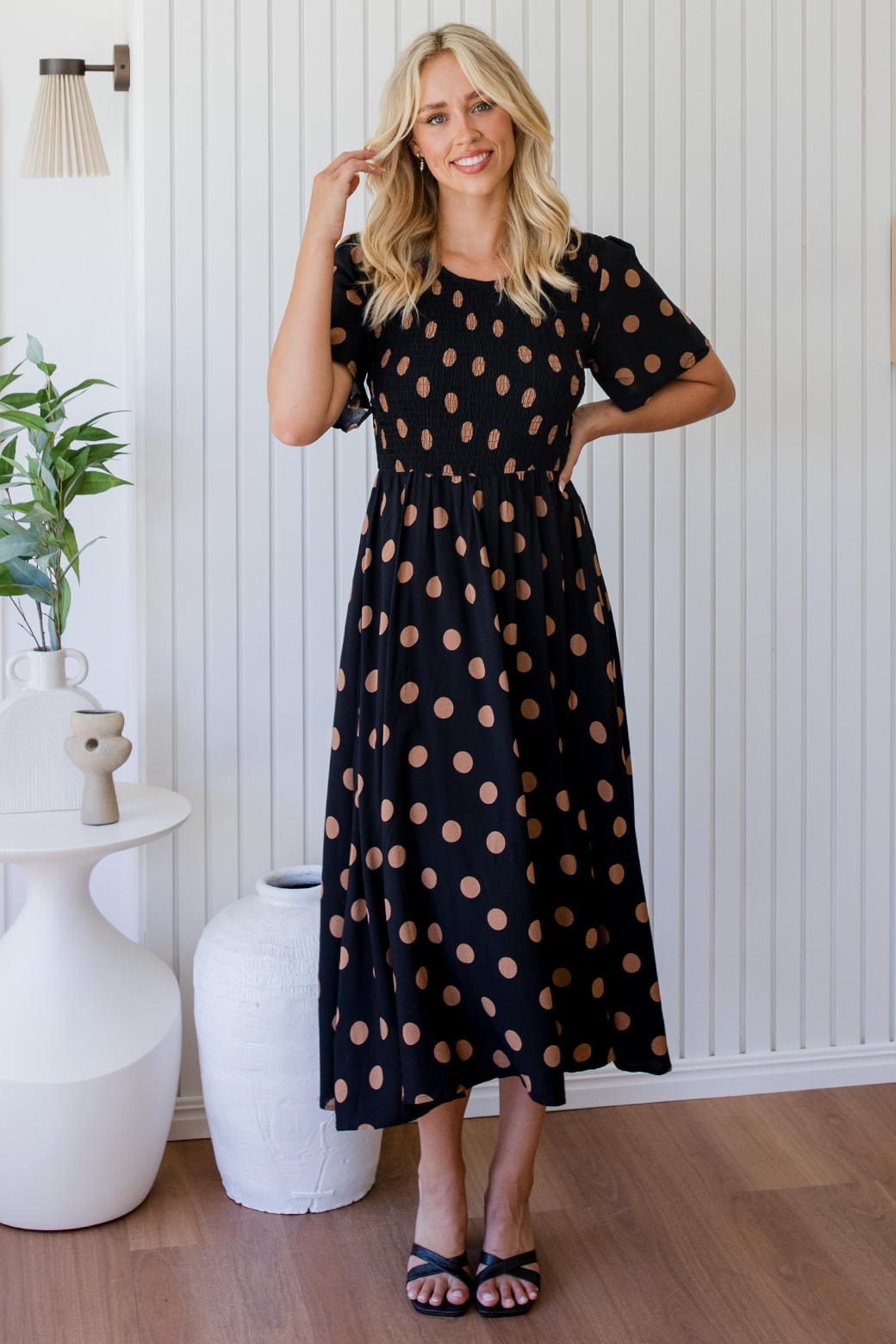 Tan spot dress best sale