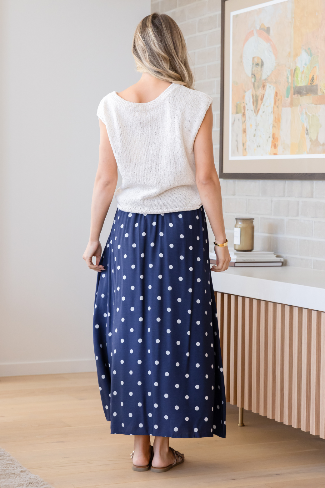 Cleo Maxi Skirt Navy Spot