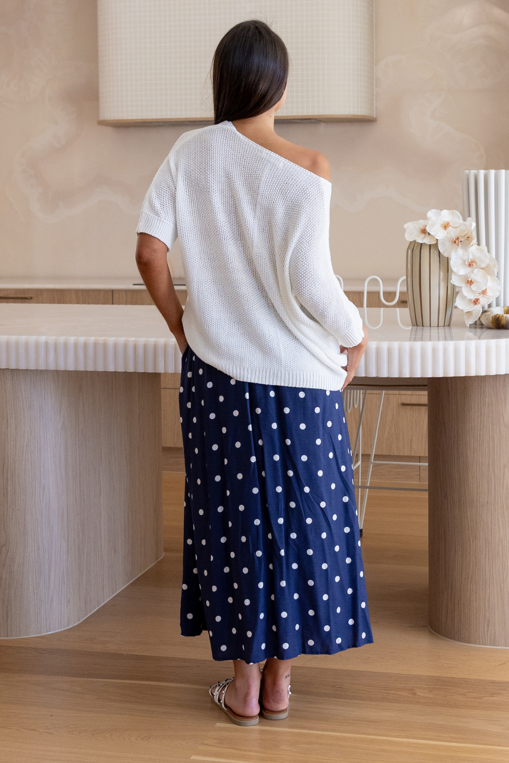 Cleo Maxi Skirt Navy Spot