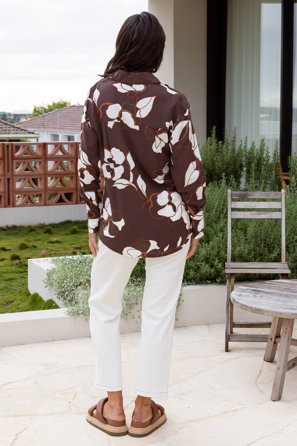 Cressida Long Sleeve Shirt Jasper Floral Print Choc