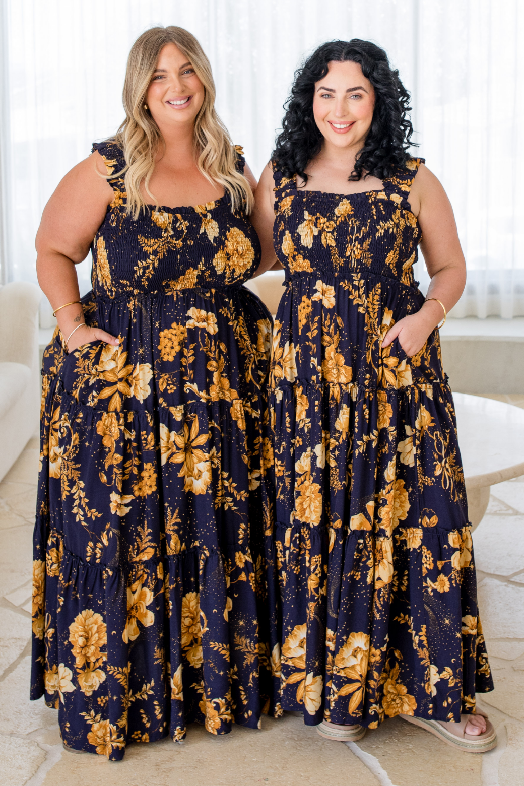 Darcey Maxi Dress Night Garden – Orange Sherbet Boutique