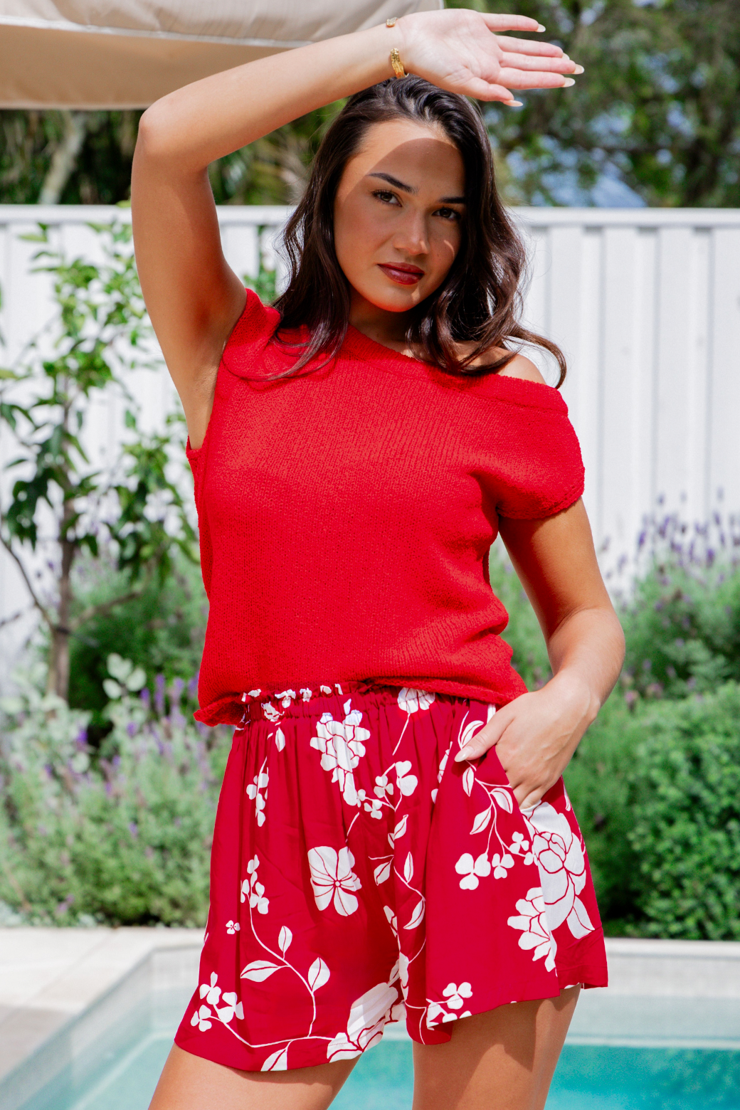 Dahlia Shorts Miley Print Red