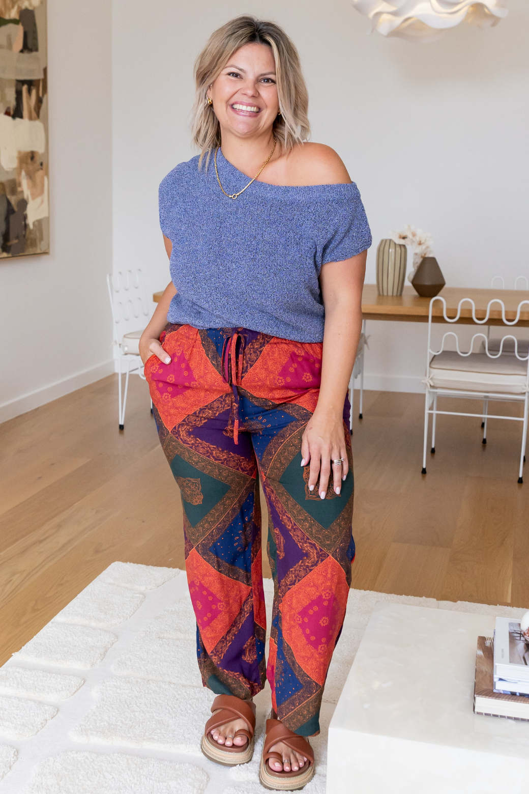 Hampton Off Shoulder Knit Top Navy