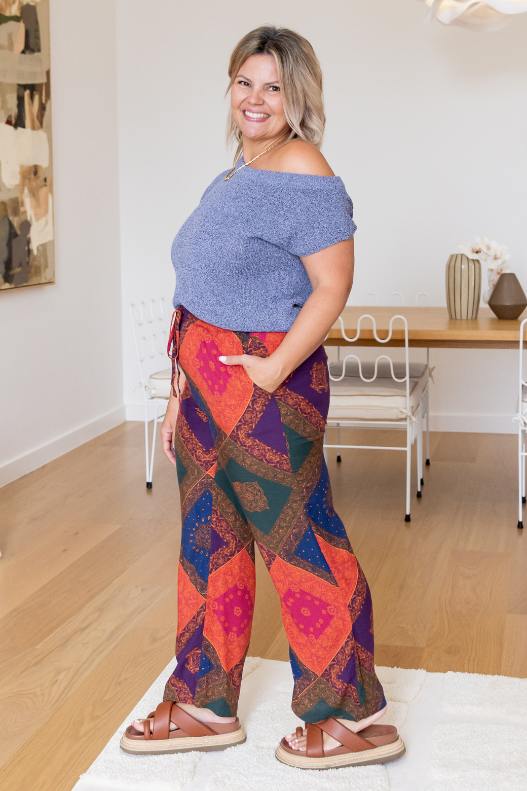 Hampton Off Shoulder Knit Top Navy