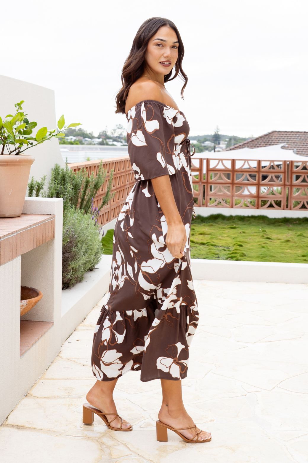 Renee Maxi Dress Jasper Floral Print Choc