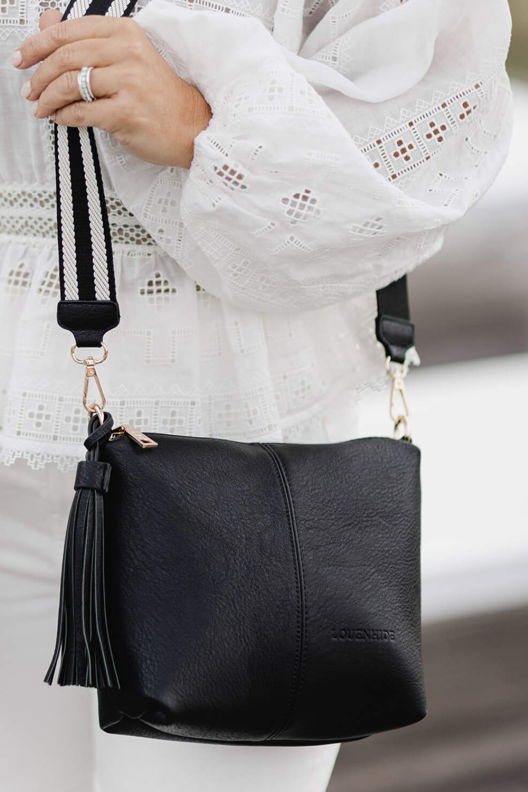Striped crossbody bag clearance