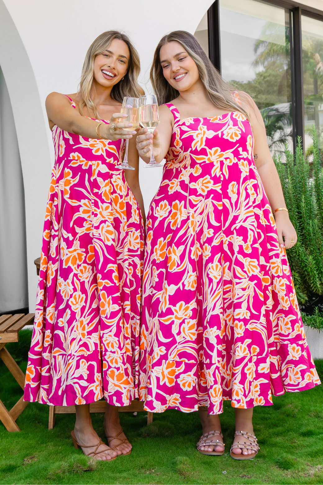 rosemary printed midi dress Rosemary Midi Dress Hudson Print Pink – Orange Sherbet Boutique