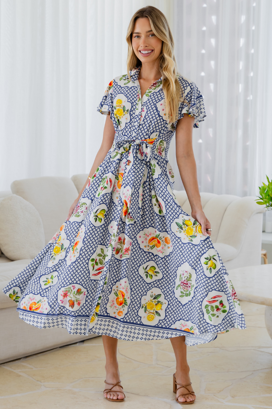 Shelby Midi Dress Hastings Print Orange Sherbet Boutique Shelby Midi Dress Hastings Print Orange Sherbet Boutique