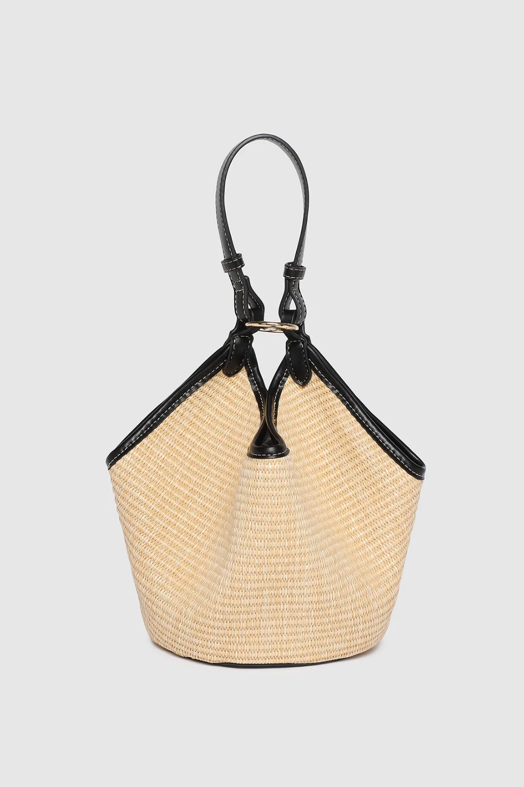 Louenhide Taya Mini Tote Bag - Raffia/ Black