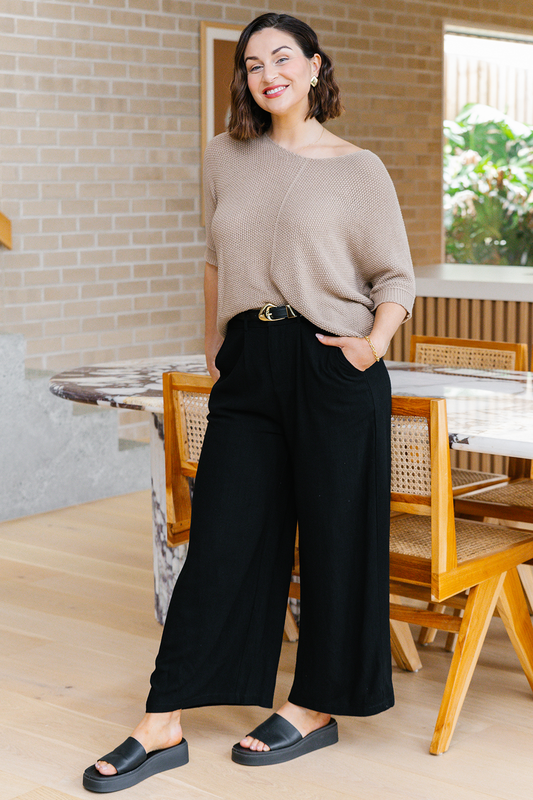 Whitney Linen Tailored Pants Black