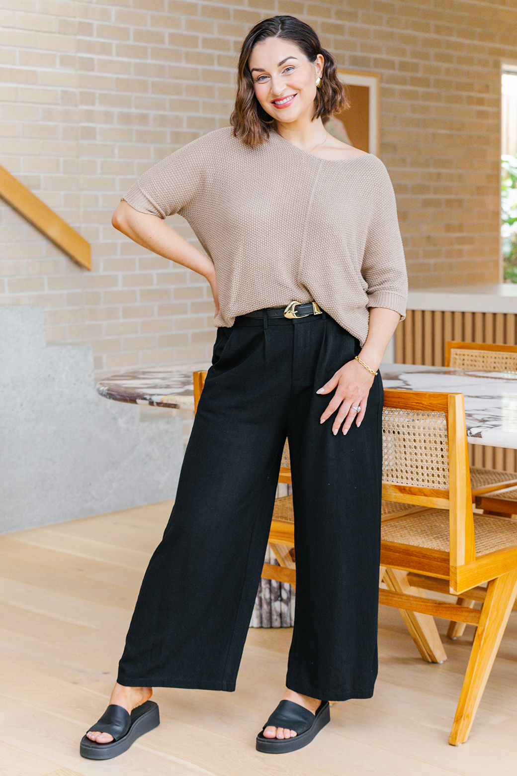 Whitney Linen Tailored Pants Black