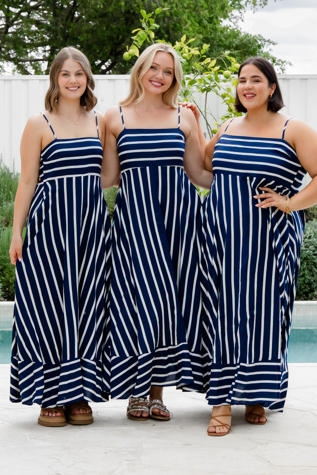 Xanthe Maxi Dress Navy Stripe – Orange Sherbet Boutique