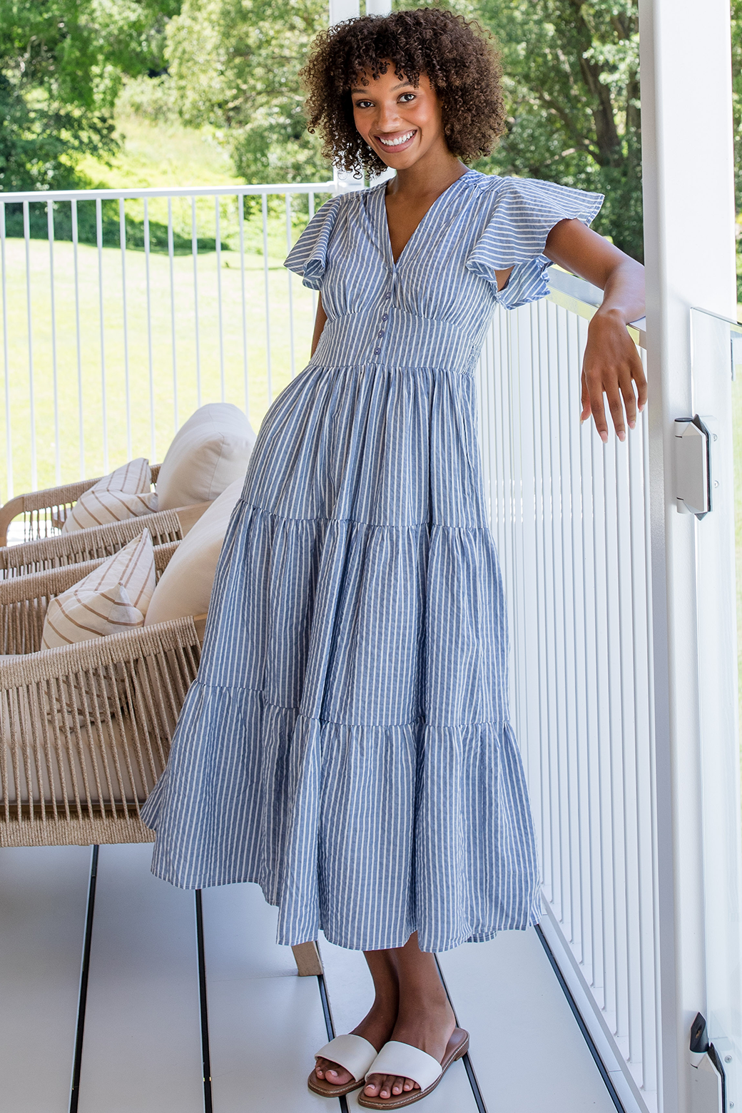 Navy stripe top maxi dress
