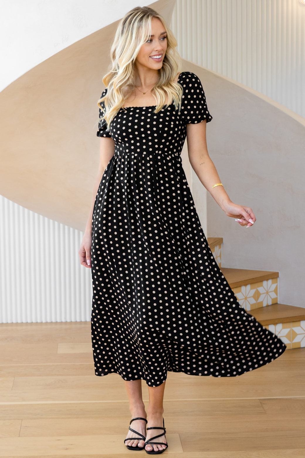 Nell Maxi Dress Black Tan Spot Orange Sherbet Sizes 6 24 Orange Sherbet Boutique