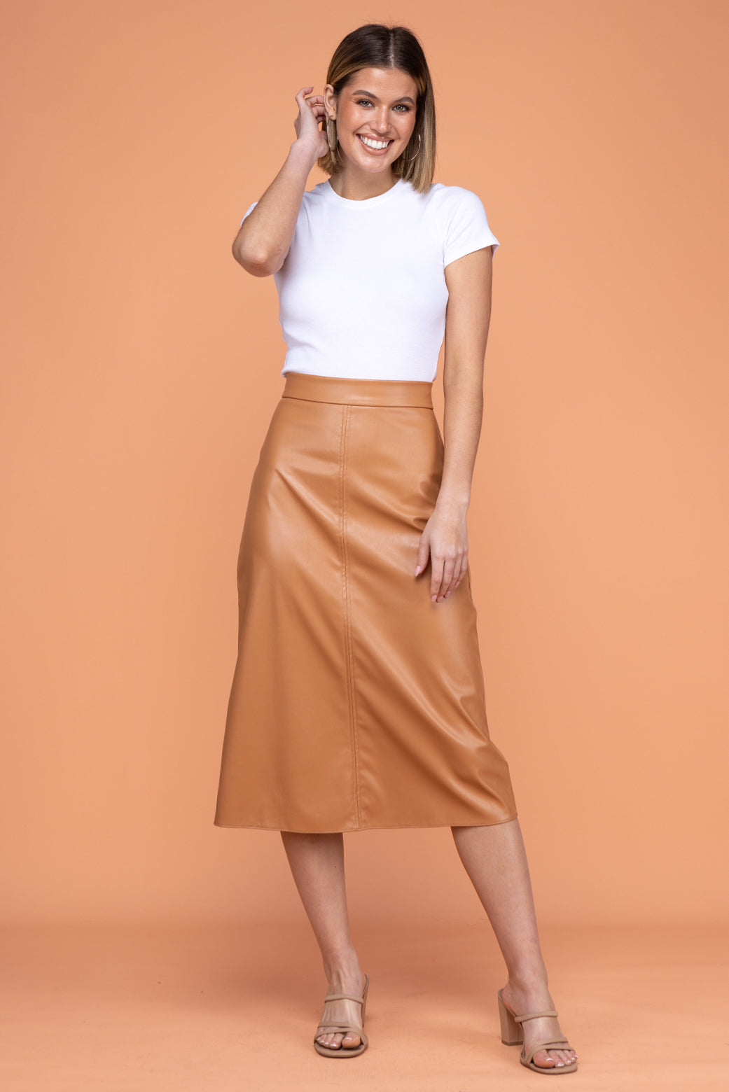 Ella Midi Skirt Tan  Orange Sherbet – Orange Sherbet Boutique