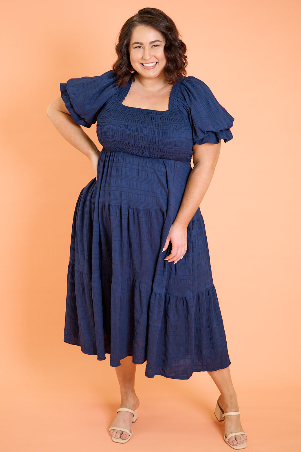 Farrah Midi Dress Navy