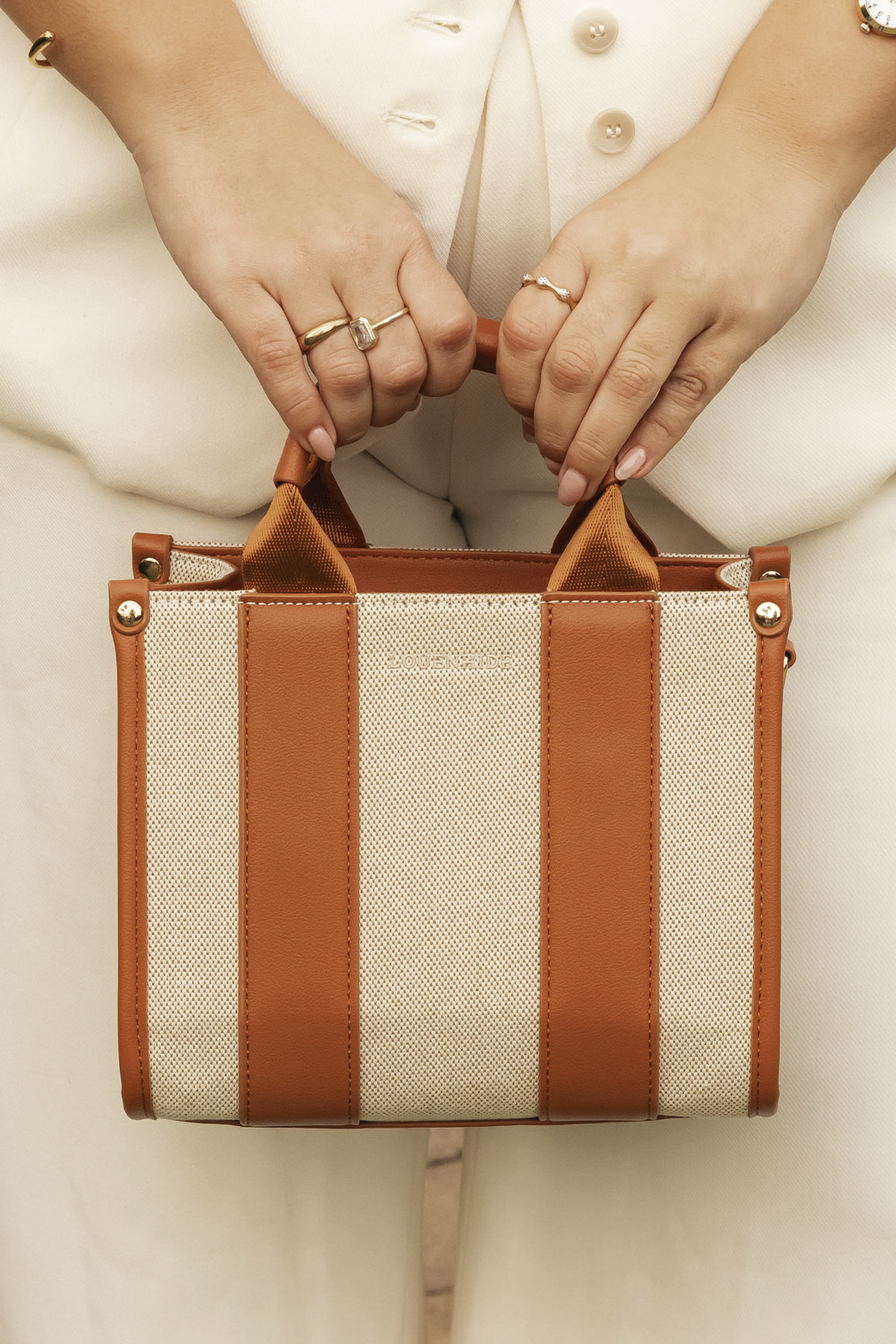 Louenhide Manhattan Mini Tote Bag Natural Canvas Tan