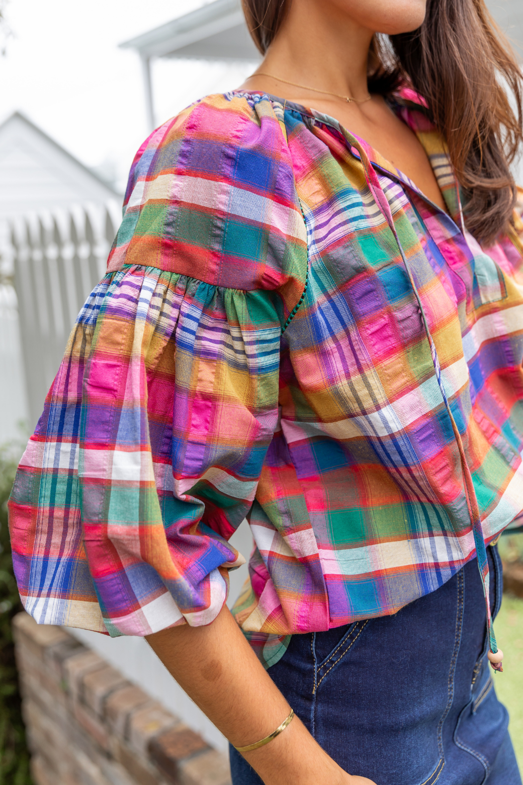 Angela Blouse Colourful Lachlan Check