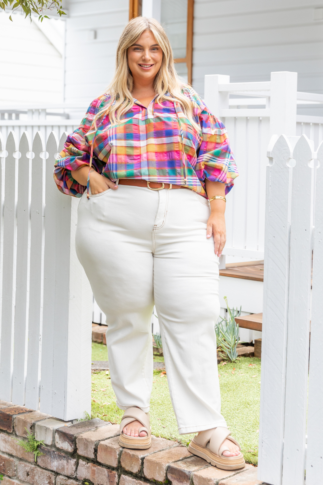 Angela Blouse Colourful Lachlan Check