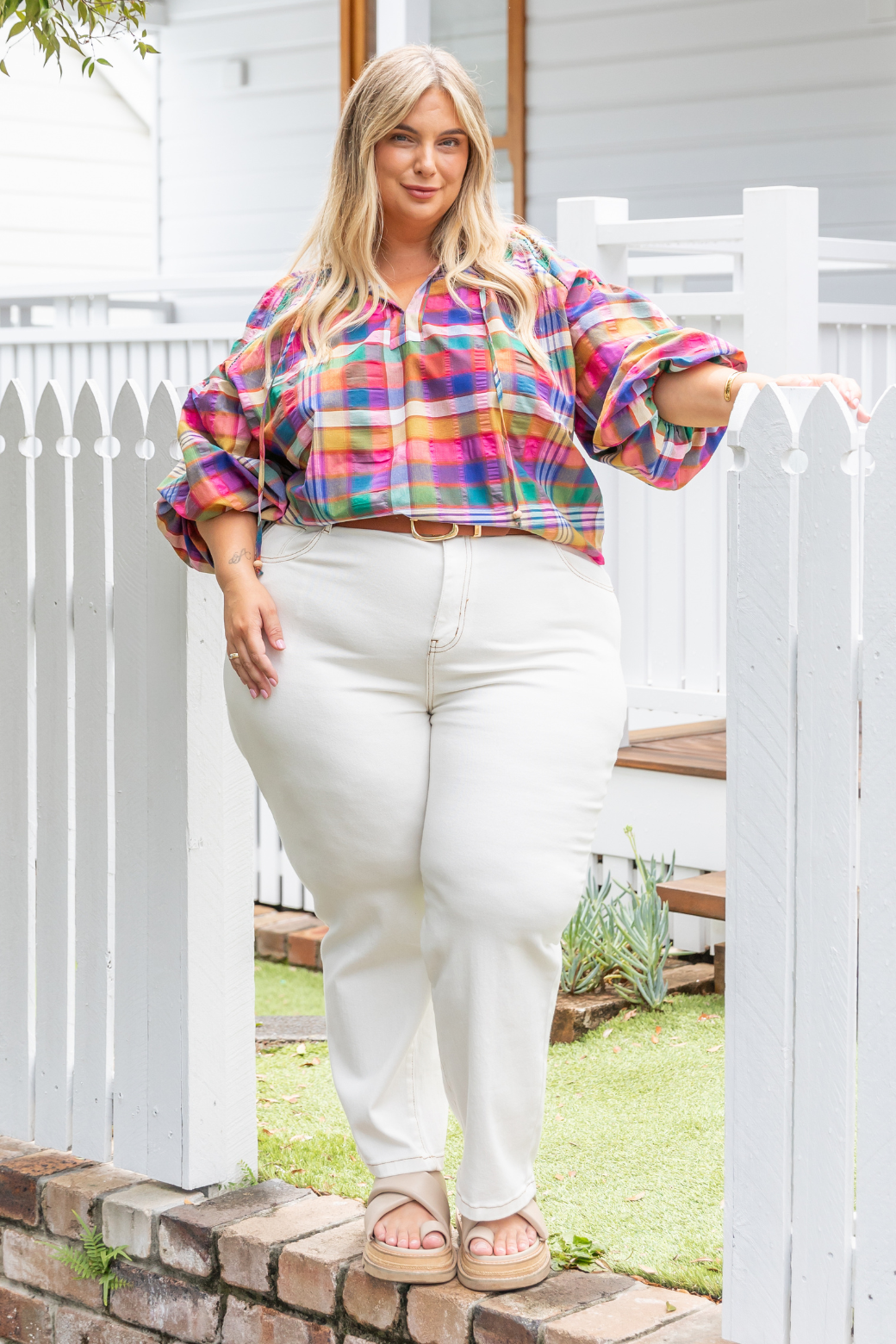 Angela Blouse Colourful Lachlan Check