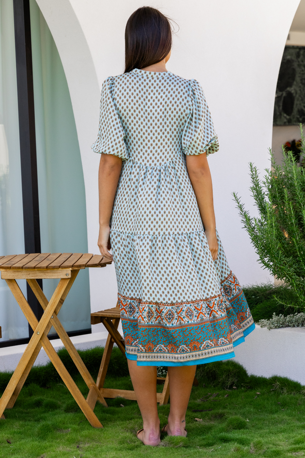 Louisa Midi Dress Lily Print Teal