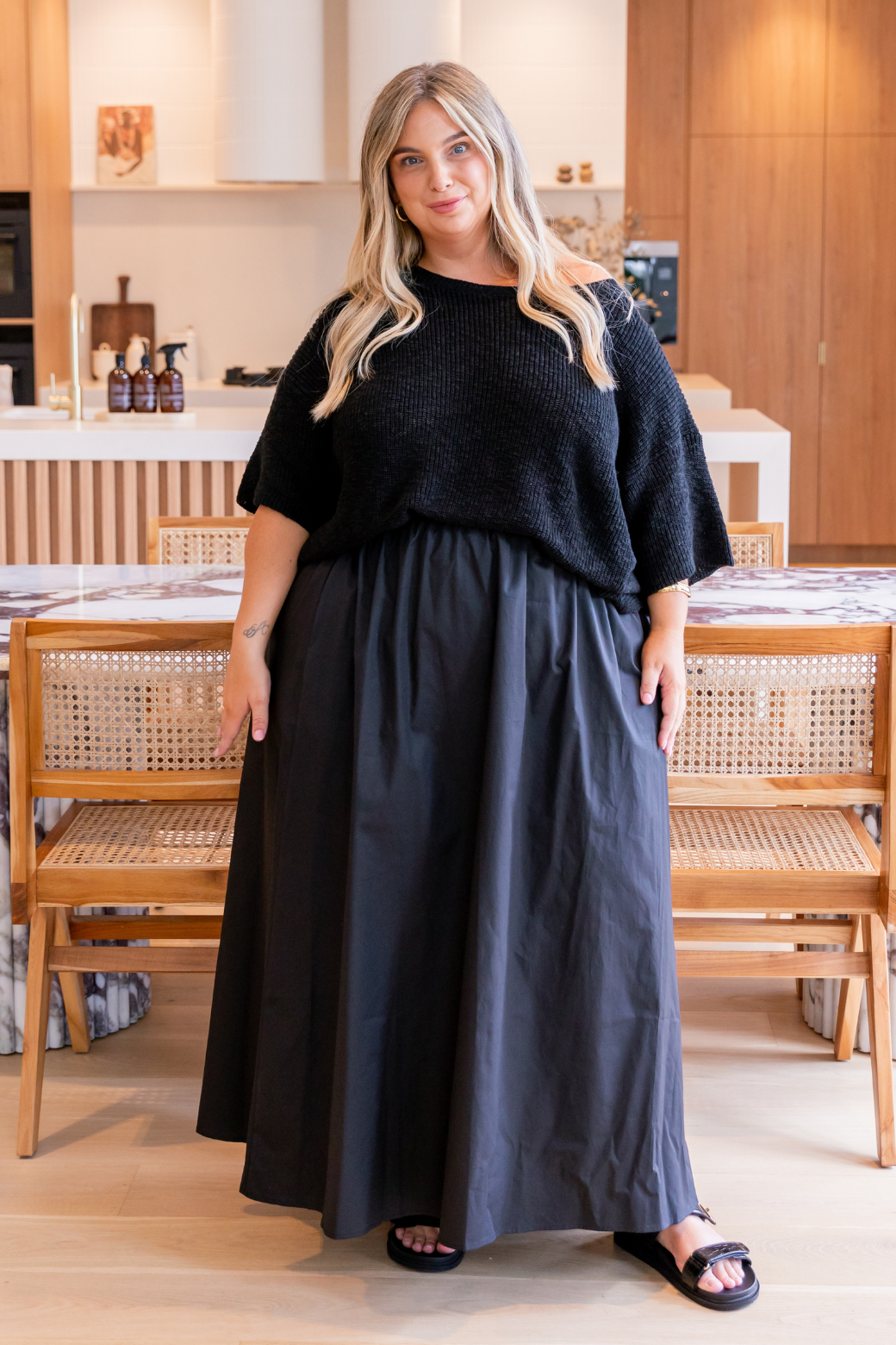 Dawson Cotton Knit Top Black