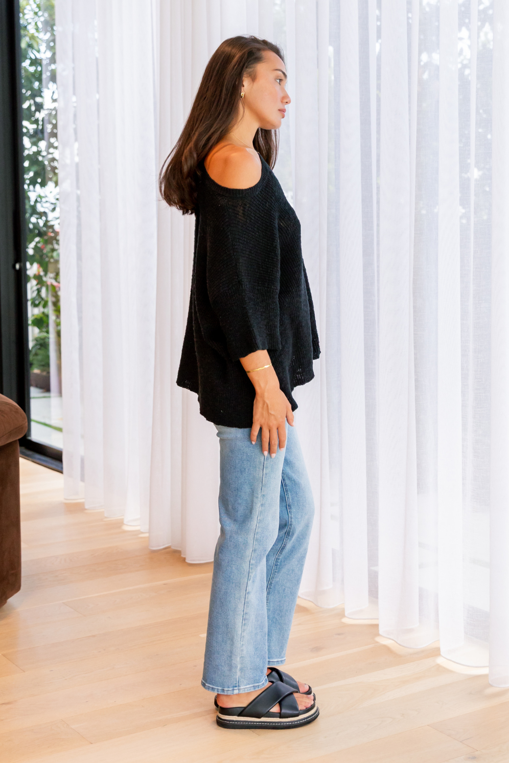 Dawson Cotton Knit Top Black