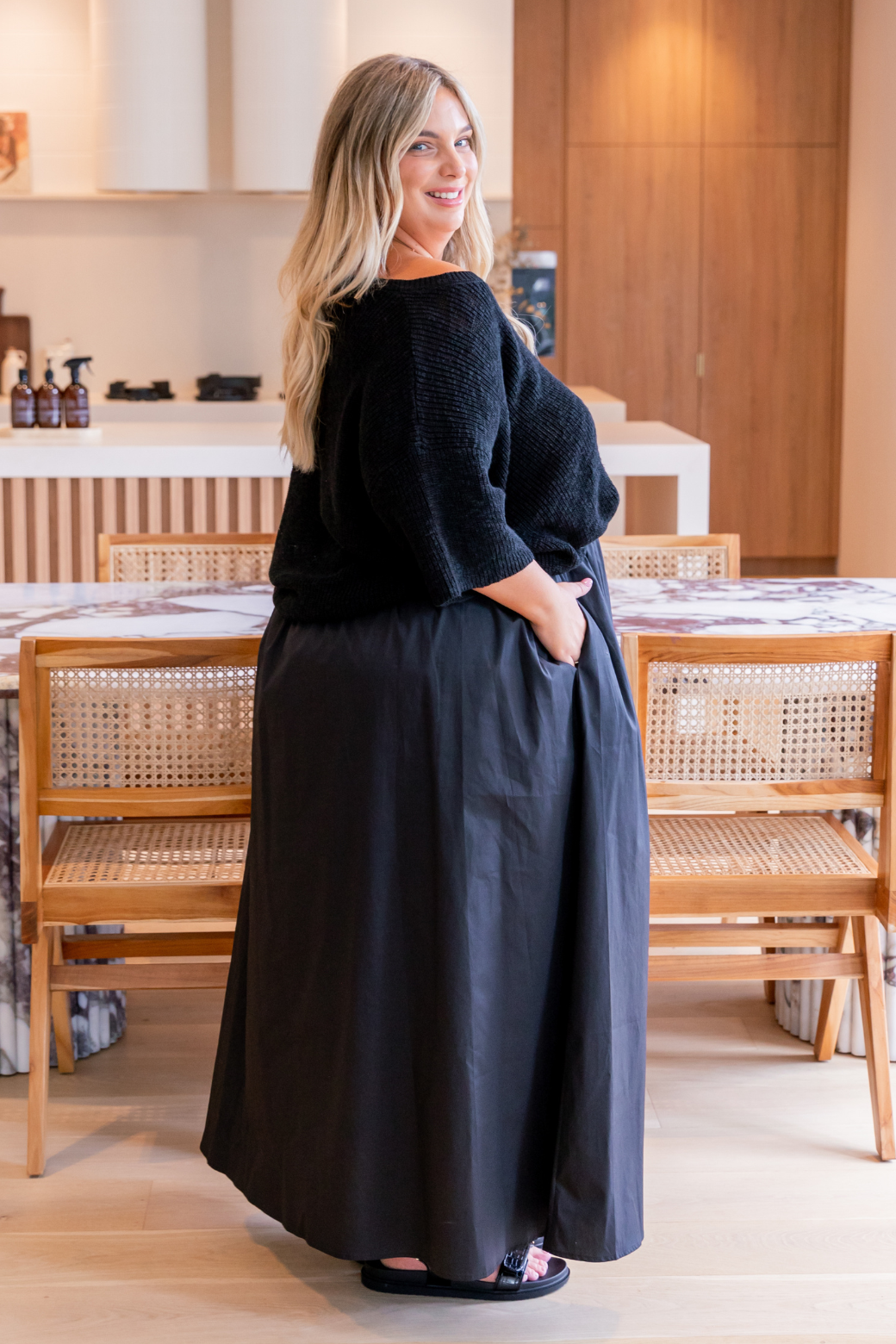 Claudette Cotton Maxi Skirt Black