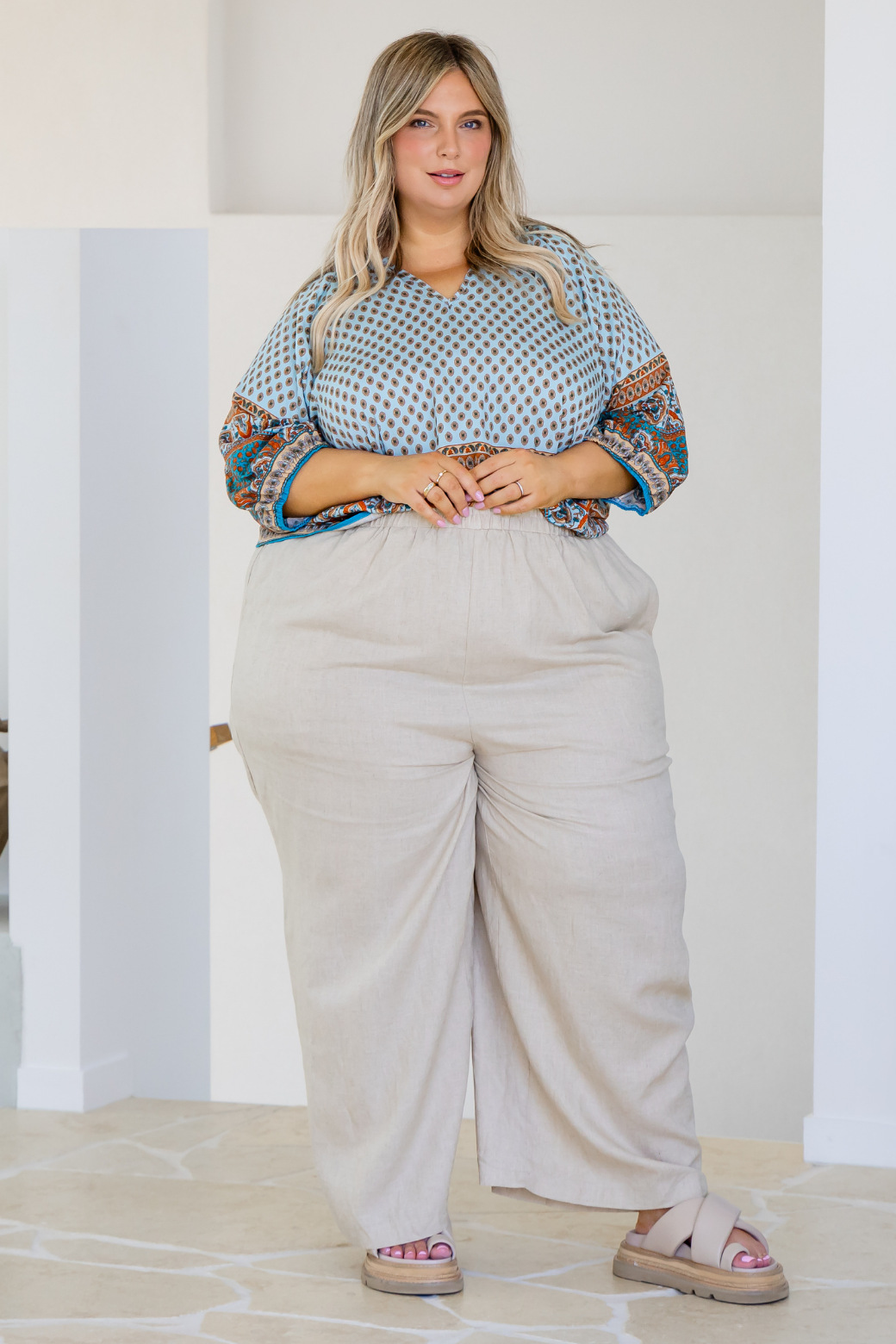 Hallie Smock Top Lily Print Teal