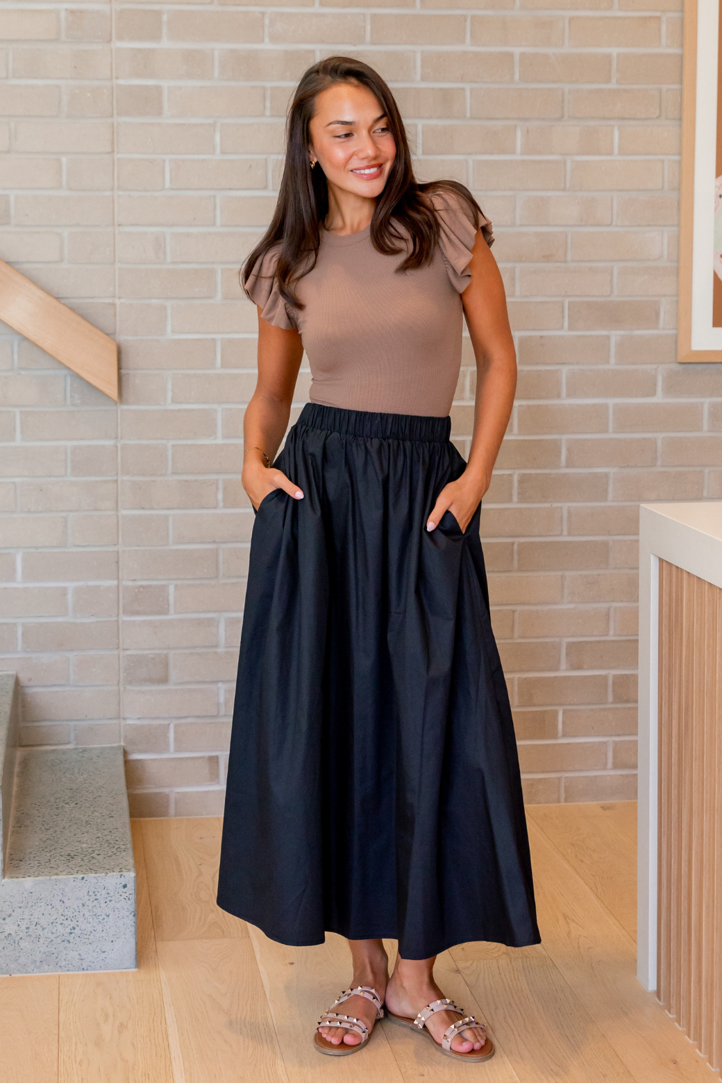 Claudette Cotton Maxi Skirt Black