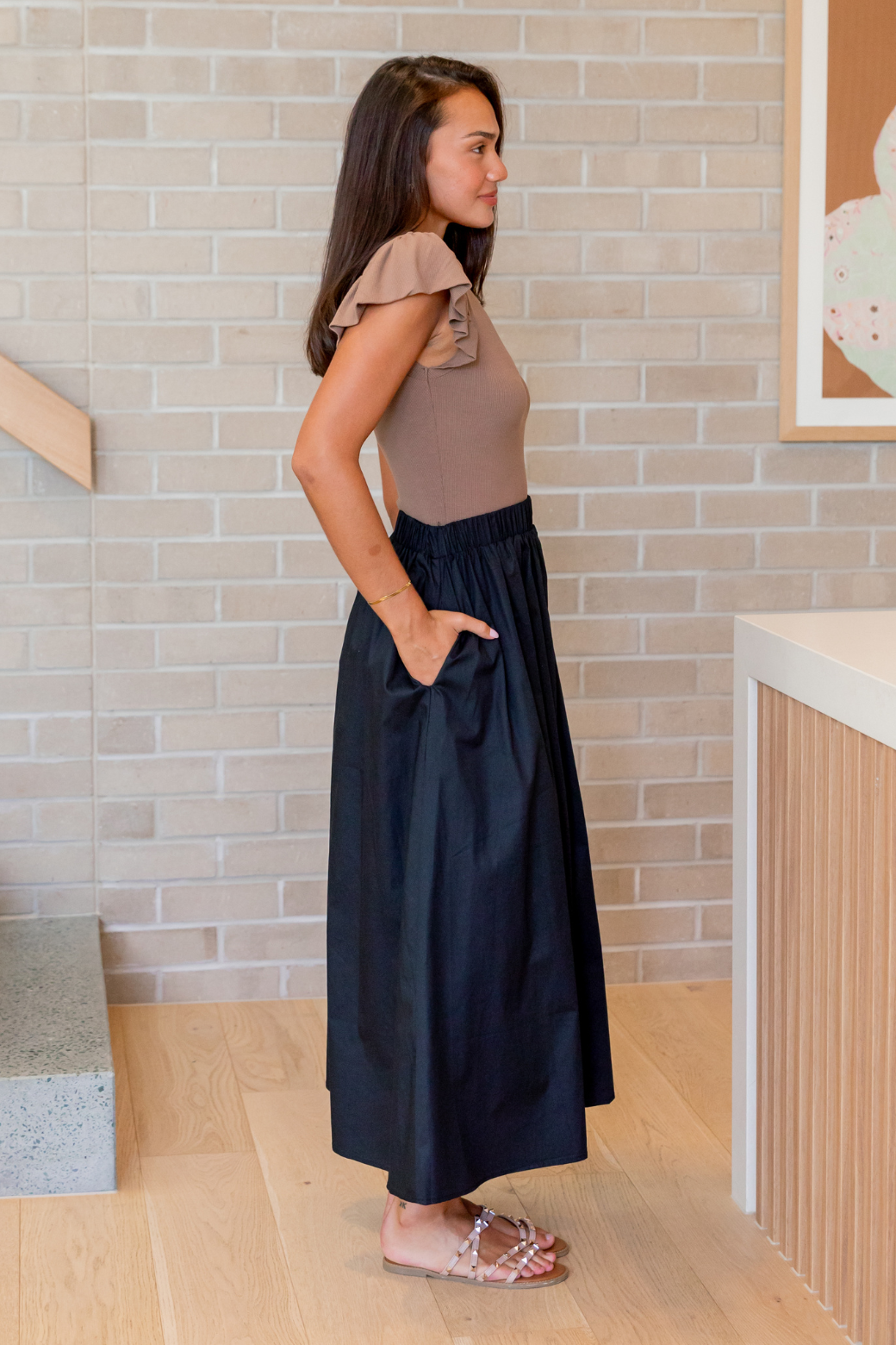 Claudette Cotton Maxi Skirt Black