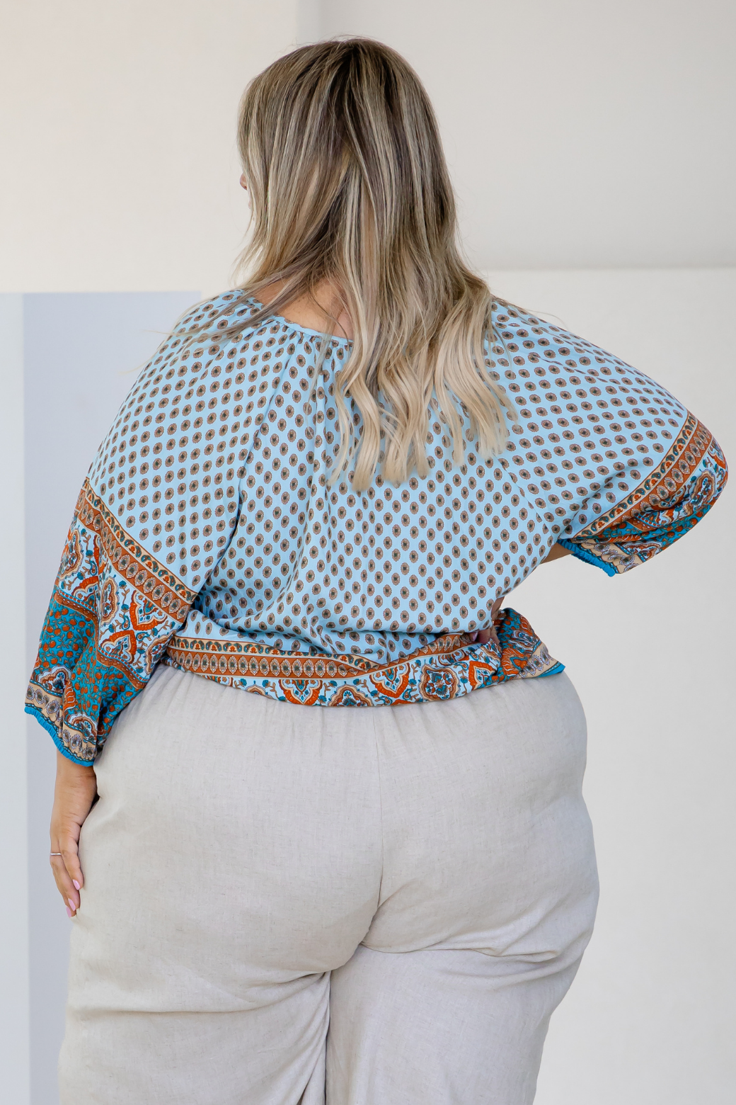 Hallie Smock Top Lily Print Teal