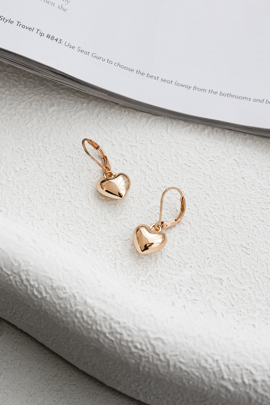 Orange Sherbet Heart Drop Earrings Gold