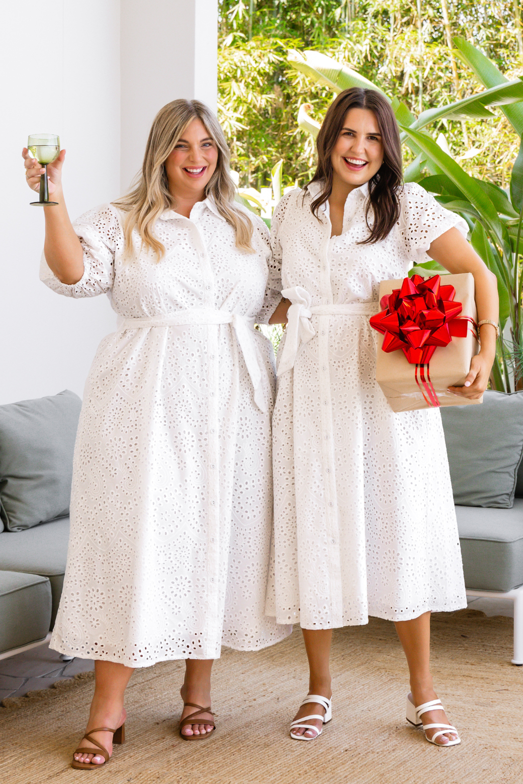 Final Sale | Shellie Midi Shirt Dress Broderie Anglaise White