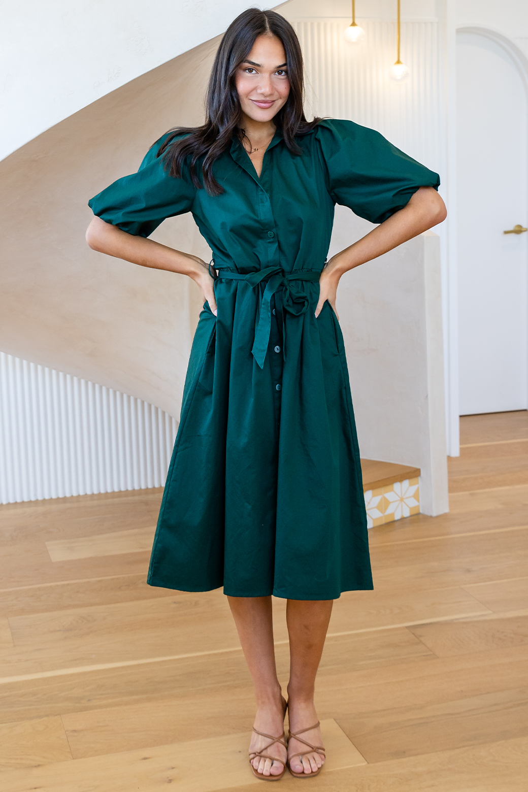 Shannon Midi Dress Dark Emerald