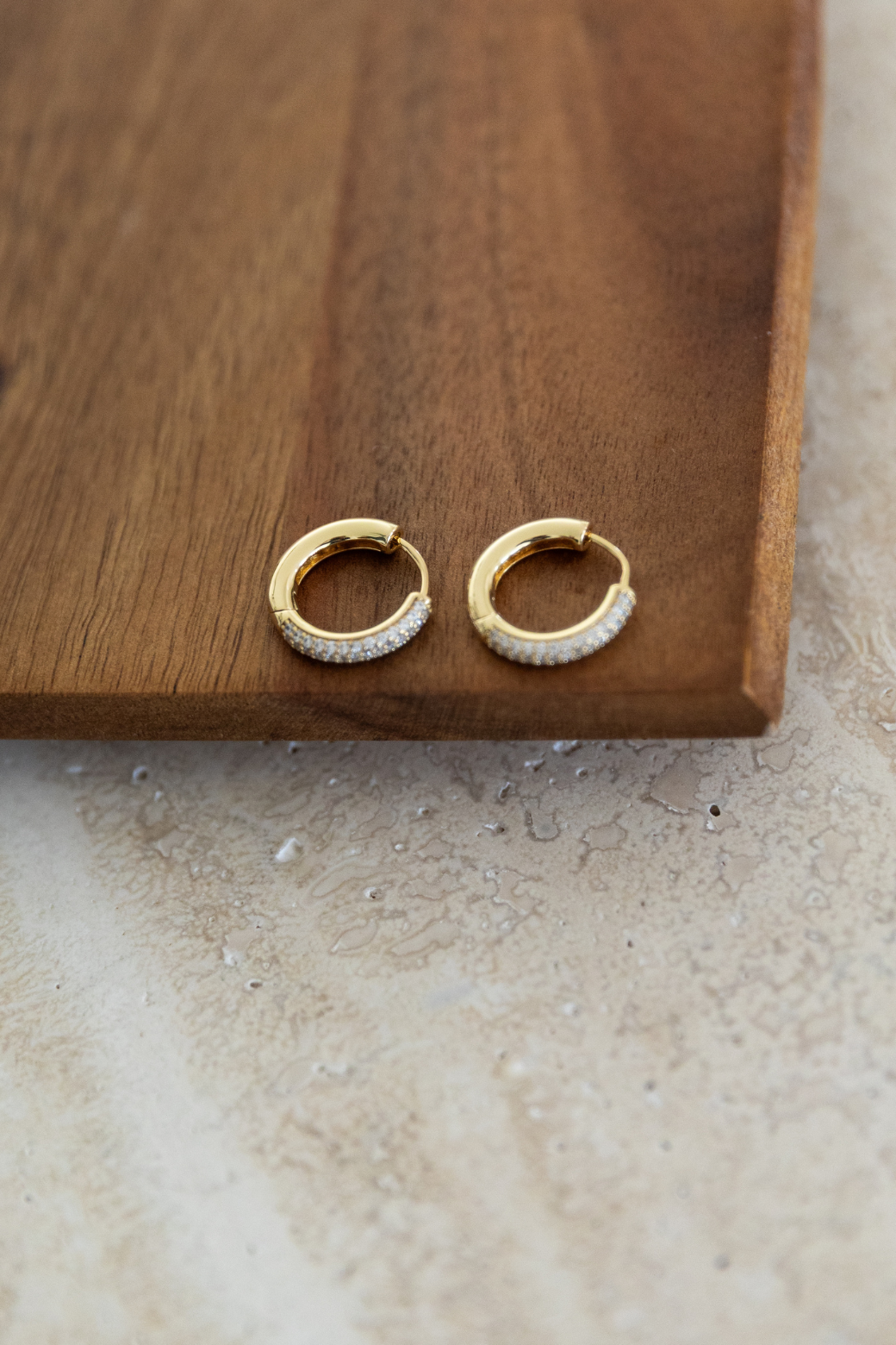 Orange Sherbet Diamante Mini Hoop Earring Gold