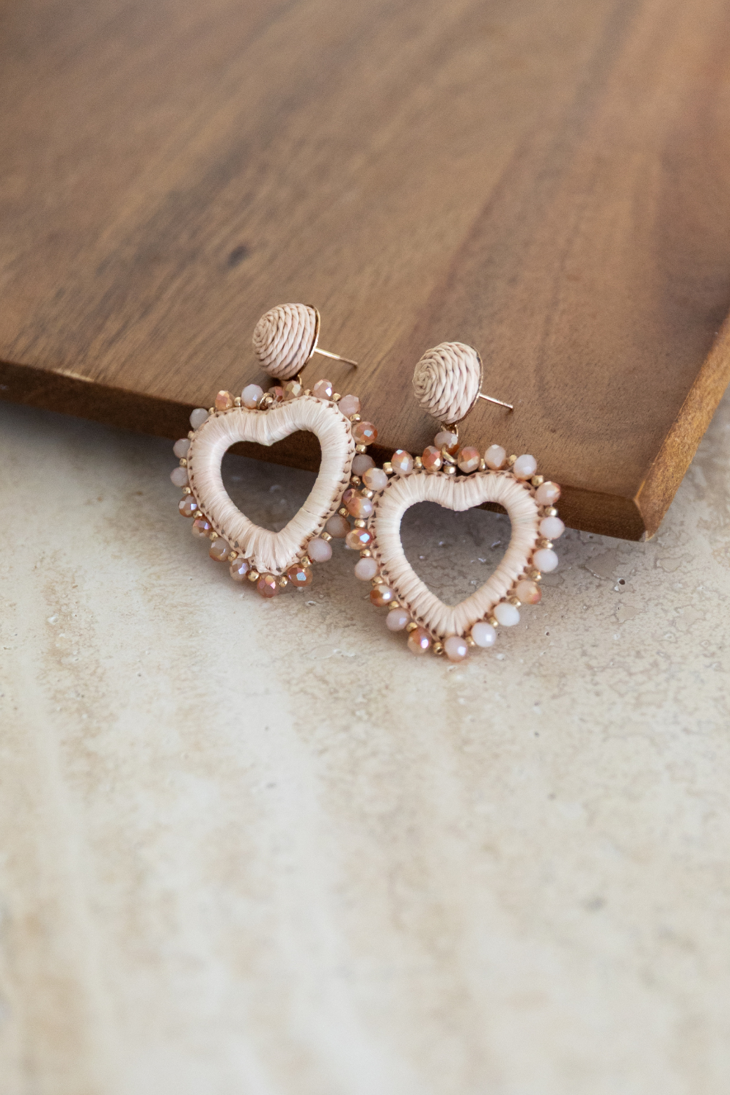 Orange Sherbet Beaded Heart Earring Cream