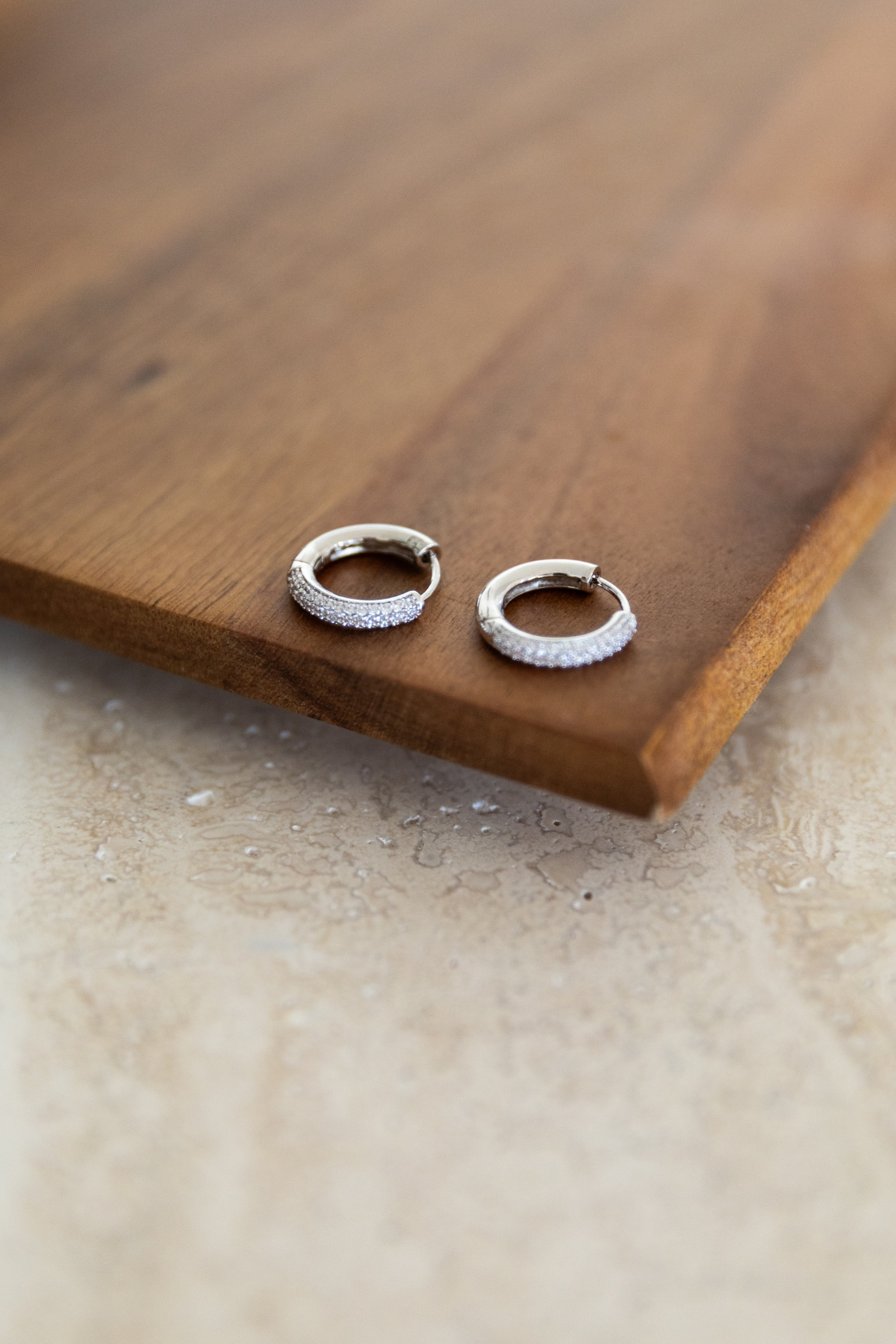 Orange Sherbet Diamante Mini Hoop Earring Silver