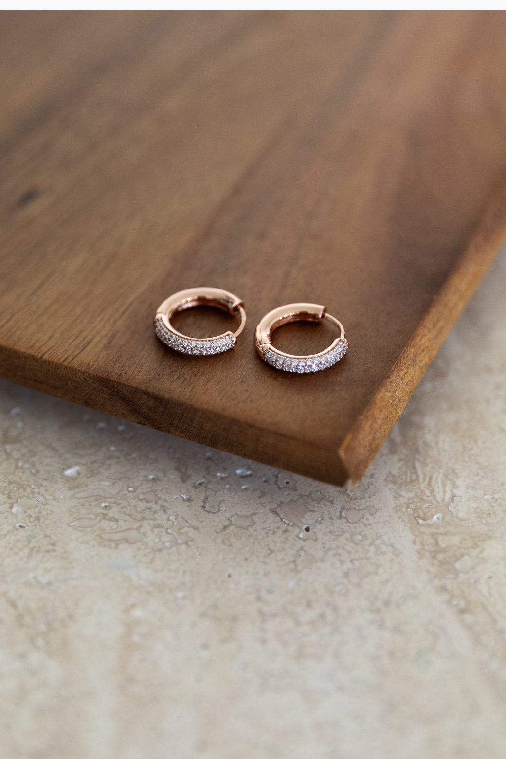 Orange Sherbet Diamante Mini Hoop Earring Rose Gold