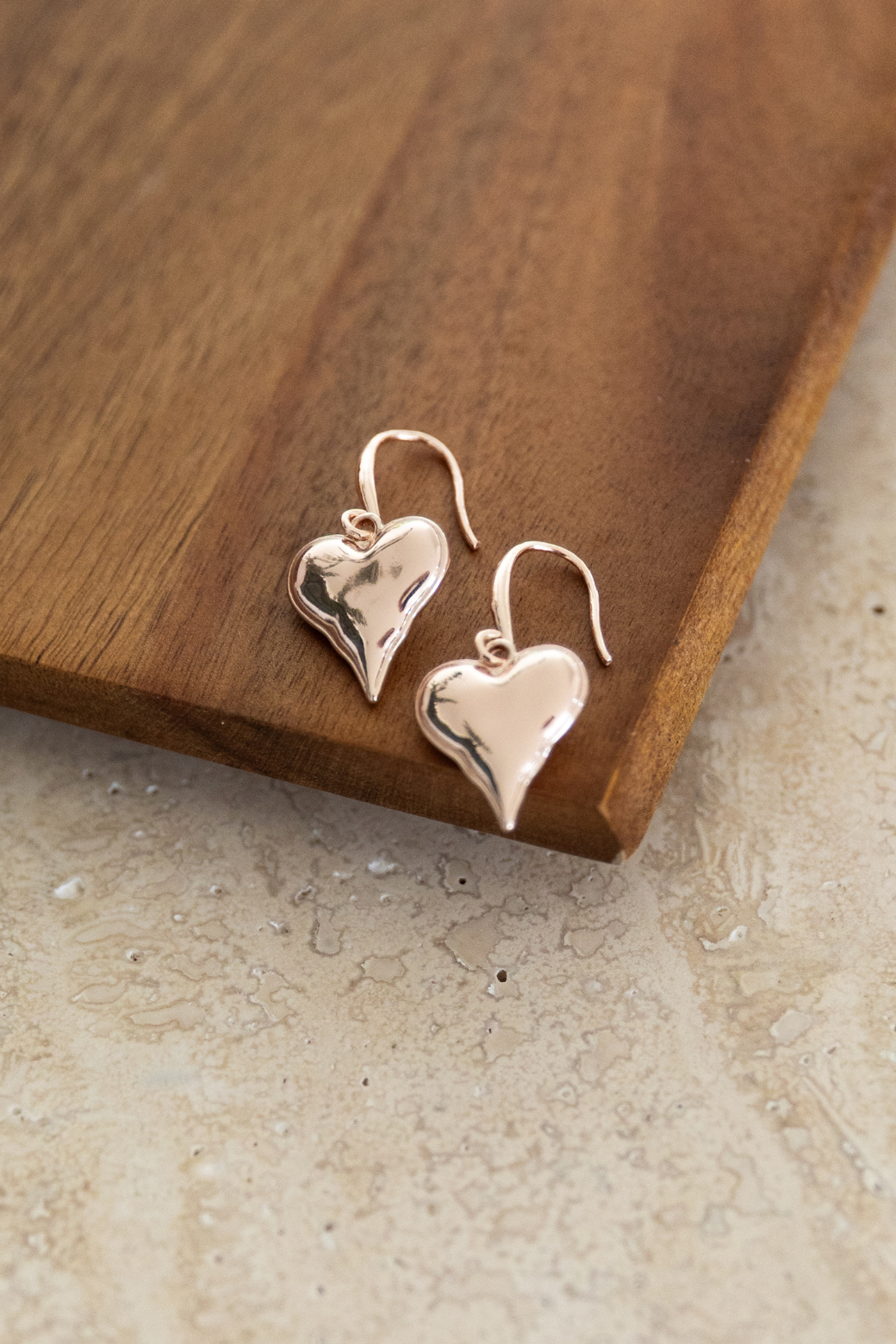 Orange Sherbet Large Heart Drop Earring Rose Gold