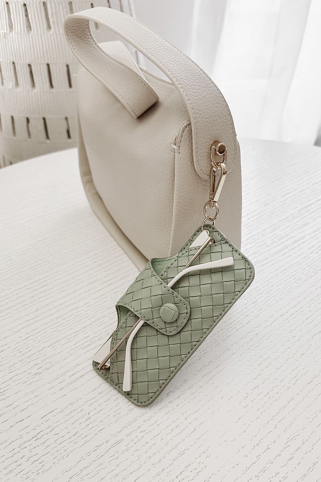 Louenhide Skittle Sunglass Case Woven Sage Green