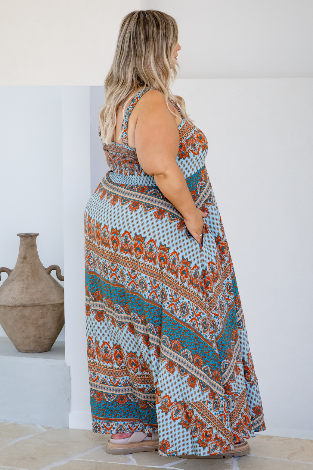 Primrose Maxi Dress Lily Print Teal