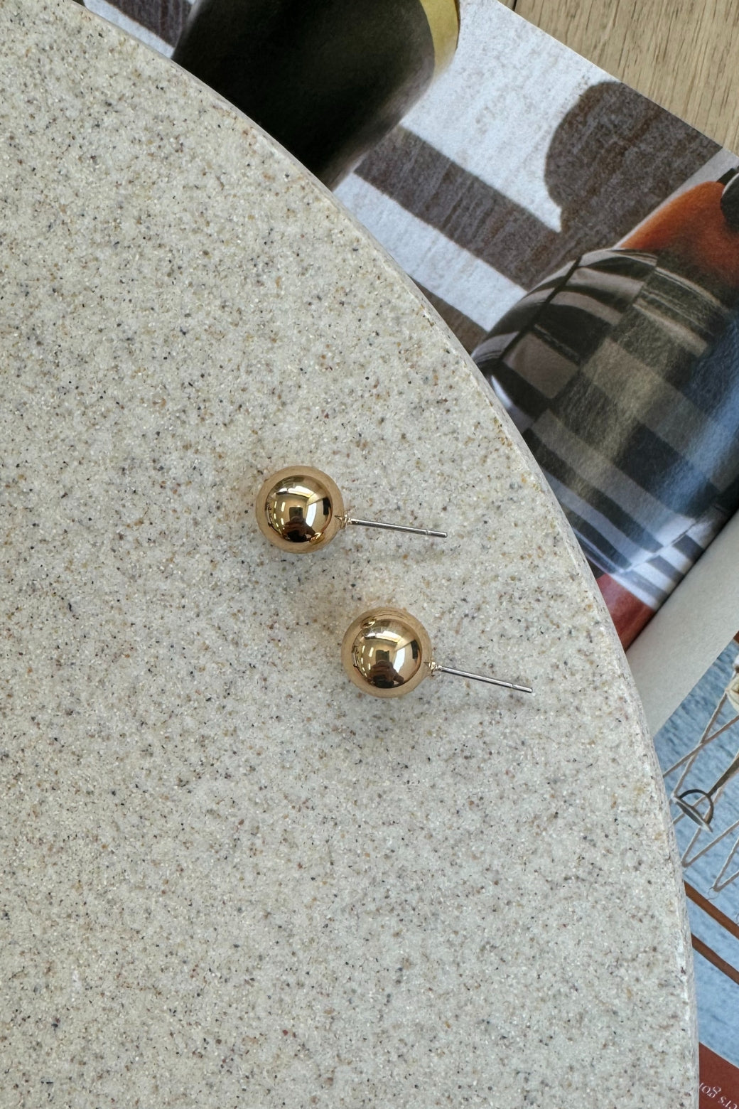 Orange Sherbet Ball Stud Earring Gold
