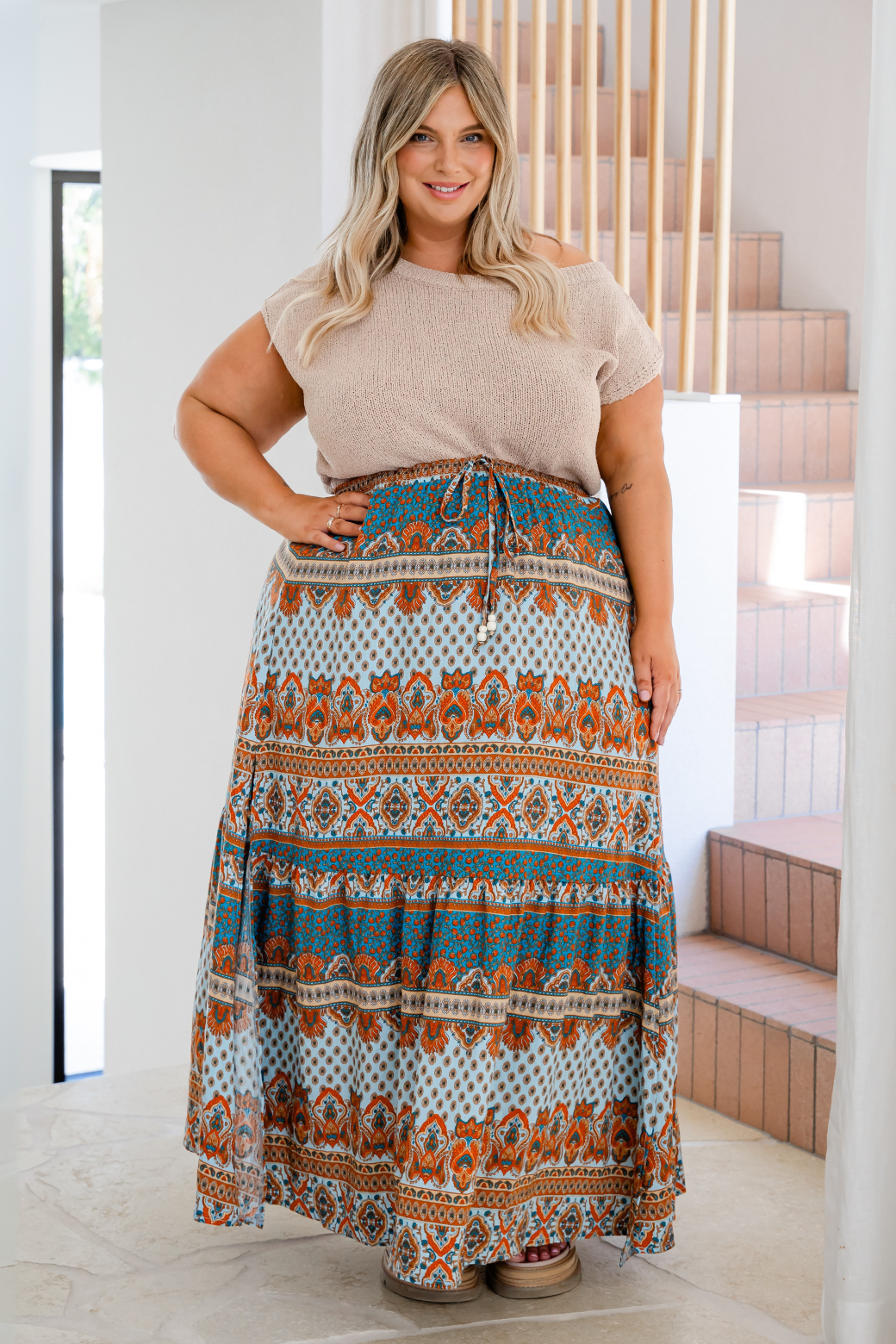 Alannah Maxi Skirt Lily Print Teal