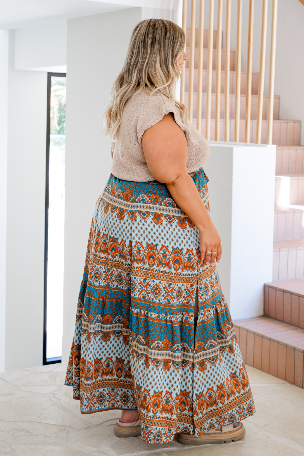 Alannah Maxi Skirt Lily Print Teal