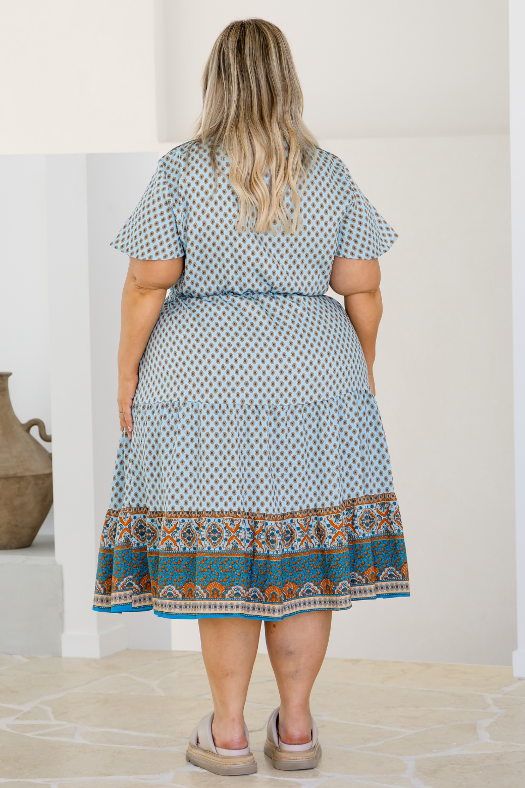 Kayla Midi Dress Lily Print Teal